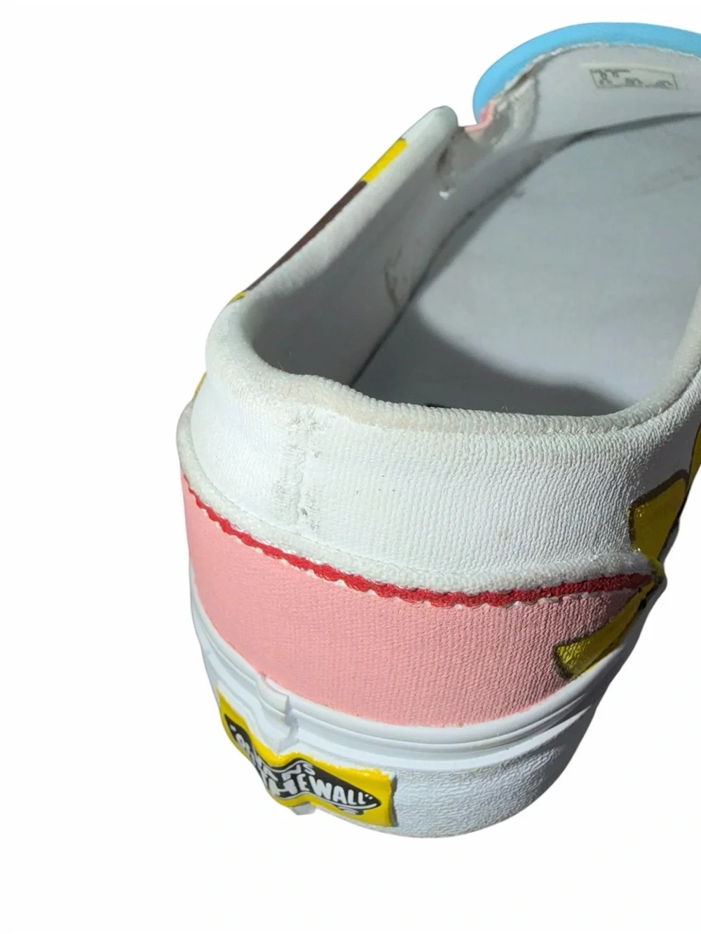 Vans Women’s White Custom Hand Painted Yellow Sunflower Slip-On Shoes 8.5